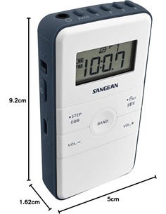 SANGEAN Radio Bolsillo Digital POCKET DT-140 Gris AM/FM 40 Memorias/Temporizador