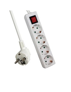 EXTRASTAR Regleta 4 Enchufes Con 5mtrs Cable SLGE-102-5M Blanco