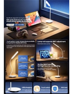 REMAX Lampara Led Flexible 360º Recargable RT-E325 Blanco Tactil