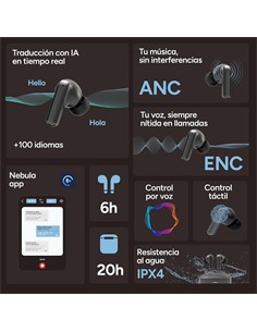 Ksix Ultimai Auriculares Inalámbricos, Autonomía 20 6 Horas, Ia Integrada, Traducción Simultánea