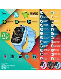 SAMI Reloj Smartwatch 4G G9S WS-2395 Junior Para Niños Android Whatsapp Azul