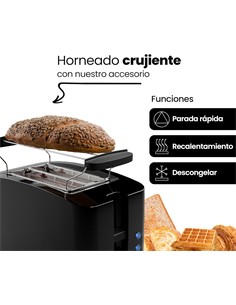CLATRONIC Tostadora de Pan TA 3801 Negro Calentador de Panecillos Y gofres, Funcion Descongelacion