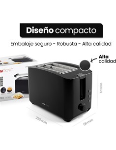 CLATRONIC Tostadora de Pan TA 3801 Negro Calentador de Panecillos Y gofres, Funcion Descongelacion