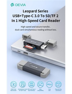 Devia Lector de tarjeta SD / MicroSD USB/USB-C 3.0 5Gbps capacidad maxima de lectura 2Tb