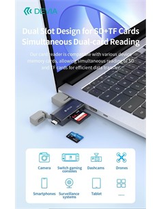 Devia Lector de tarjeta SD / MicroSD USB/USB-C 3.0 5Gbps capacidad maxima de lectura 2Tb