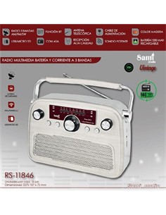 SAMI Radio Vintage Recargable/BT/Usb Blanco RS-11846