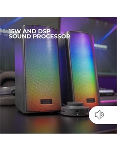 MARS GAMING Altavoces Para PC MSRGB2 Bluetooth 15W Ranura Micro Sd,Con Luces Led