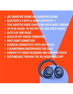 JBL Auricular de Casco Bluetooth LIVE 770 NC Negro Cancelacion de Ruido Manos LIbres 65H