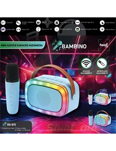 SAMI Mini Altavoz Portatil Karaoke Bluetooth BAMBINO  Micro Sd,LuZ RGB,Microfono Inalambrico RS-972