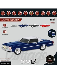 SAMI Altavoz Inalambrico Vintage Coche CADILLAC Azul 10W RS-9109 TWS,FM,Usb,Micro Sd