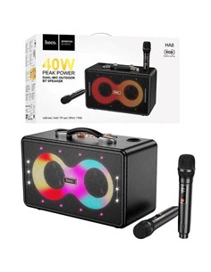 HOCO Altavoz Bluetooth Karaoke Con 2 Microfonos Inalambricos 40W HA8 Negro