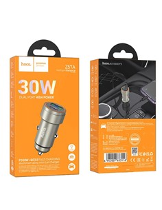 HOCO Cargador De Coche 30W 1xTipo C+1xUsb A Z57A