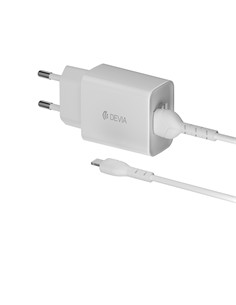 DEVIA Cargador Coche 3.1Amp 2xUSB + Cable Lightning Blanco LITE 2