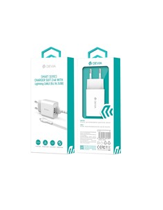 DEVIA Cargador Coche 3.1Amp 2xUSB + Cable Lightning Blanco LITE 2