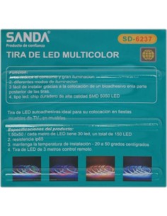 SANDA Tira Led 3Mtrs RGB 180 Led SD-6284/6281/6237 Alimentacion Usb