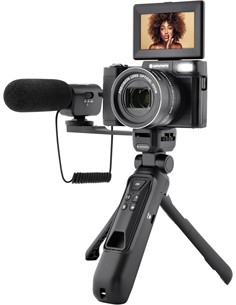 AGFAPHOTO Pack Camara Digita+Tripode+Microfono Para Vlog VLG-4K Optical 24Mpx/4K