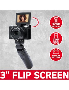AGFAPHOTO Pack Camara Digita+Tripode+Microfono Para Vlog VLG-4K Optical 24Mpx/4K
