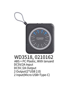 IKREA Bateria Externa Portatil 8000mAh WD3518 2XUsb Tipo-C ,Micro usb Negra