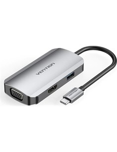 VENTION Adaptador 4 En 1 Tipo C/M A Vga,Hdmi 4K,Usb, Usb-C PD TOAHB