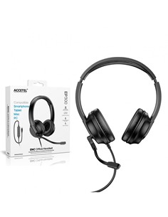 ACCETEL Auricular de Casco EP300B  ENC Microfono y Con Cable Conector Tipo C Negro