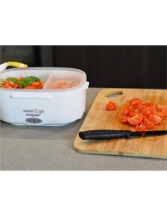BEPER Fiambrera Electrica 2 En 1 Con Recipientes Extraibles 40W Con Cuchara Blanco Amarillo 90.920G