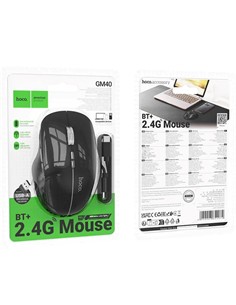 HOCO Raton Inalambrico Recargable 400 Mha Bluetooth 2.4G GM40 Negro