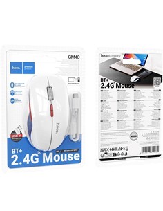 HOCO Raton Inalambrico recargable 400Mha Bluetooth 2.4G GM40 Blanco