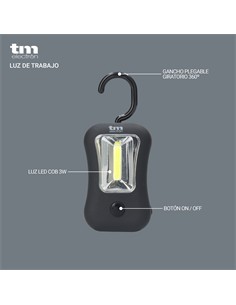 TM ELECTRON Linterna Portatil 4 Led 5W Con Gancho Magnetica TMTOR031 Negra Rojo/Azul