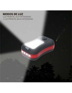 TM ELECTRON Linterna Portatil 4 Led 5W Con Gancho Magnetica TMTOR031 Negra Rojo/Azul