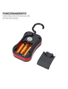 TM ELECTRON Linterna Portatil 4 Led 5W Con Gancho Magnetica TMTOR031 Negra Rojo/Azul