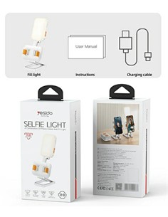 YESIDO Soporte Movil Con Luz Led Selfie RGB DH10 Blanco