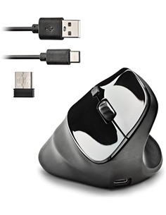 NGS Raton Inalambrico Vertical Ergonomico EVO MOKSHA Recargable Silencioso Negro