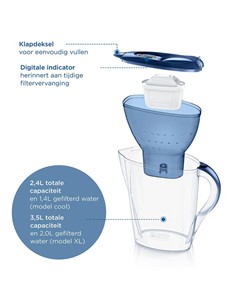 BRITA Jarra de Agua Filtrante 2.4L Marella Con 2 Filtros Maxtra Pro AZUL