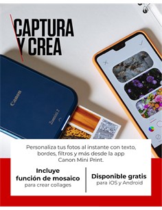 CANON Papel Fotografico Zink 50 Hojas Zoemini 5X7.6cm 2x3" ZP-2030-50