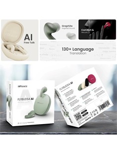 HIFUTURE Auricular Bluetooth FLYBUDS4 AI Verde Traduccion Simultanea 130 Idiomas Cancelacion Ruido
