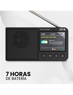 SPC Radio Digital Portatil FM JETTY LITE DAB+ Recargable,Aux Negra