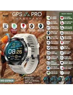 SAMI Reloj Smartwatch GPS PRO WS-2378 Gris Bluetooth Deportes ,Ritmo Cardiaco ,Notificaciones,Gps