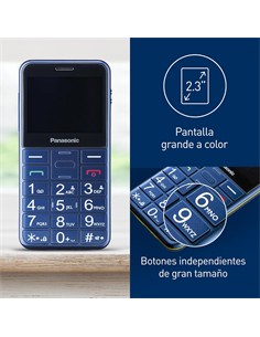 PANASONIC Telefono Movil KX-TU155 EXCN Azul Teclas Grandes,Boton SOS,Bluetooth,Micro Sd