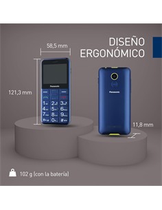 PANASONIC Telefono Movil KX-TU155 EXCN Azul Teclas Grandes,Boton SOS,Bluetooth,Micro Sd