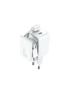 JOYROOM Cargador Red 2X Tipo C 45W JR-TCL05 + Cable Tipo C M/M 1Mtr Blanco Con Compartimento