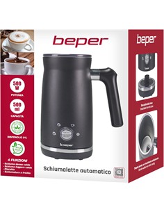 BEPER Hervidor Y Espumador de Leche Automatico Espuma Ligera, Densa Calient 500W 220-240V P101CAF001