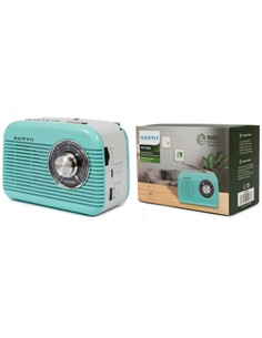 SANYO Radio Portatil Bluetooth Vintage FM/AM/SW KS136A Azul Turquesa Usb,Micro Sd,Recargable