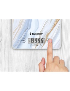 BEPER Pesa de Cocina Digital Max 5KG Placa Vidrio Templado Marmol Azul P102BIL001