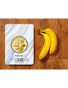 BEPER Pesa de Cocina Digital Max 5KG Placa Vidrio Templado Marmol Azul P102BIL001