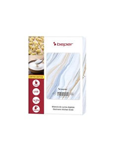 BEPER Pesa de Cocina Digital Max 5KG Placa Vidrio Templado Marmol Azul P102BIL001