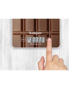 BEPER Pesa de Cocina Digital Max 5KG Placa Vidrio Templado Diseño Chocolate P102BIL002