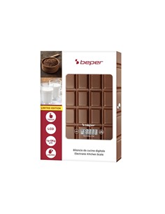 BEPER Pesa de Cocina Digital Max 5KG Placa Vidrio Templado Diseño Chocolate P102BIL002