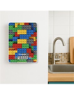 BEPER Pesa de Cocina Digital Max 5KG Placa Vidrio Templado Diseño Lego P102BIL005