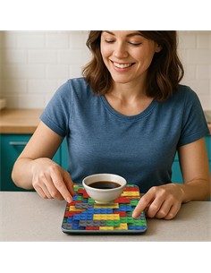 BEPER Pesa de Cocina Digital Max 5KG Placa Vidrio Templado Diseño Lego P102BIL005