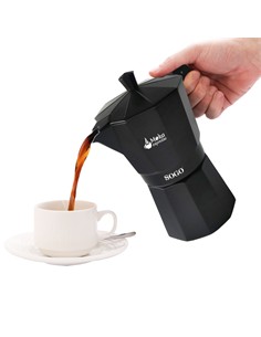SOGO Cafetera MOKA de Aluminio 6 Tazas SS-7610 Negra Electrica Induccion,Gas ,Vitro